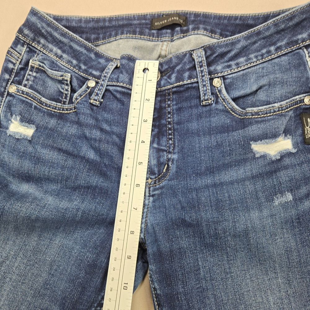 Silver Jeans Co Elyse Skinny Distressed Flap Pocket Blue Denim Women W29 L31 - Picture 12 of 12